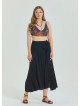 Black Plus Size Skirt with Waist Tie and Gipe Detail 4595